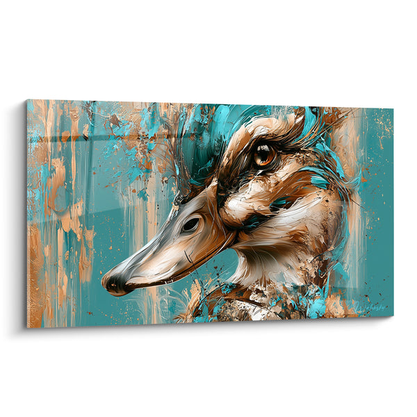 Duck Painting Turquoise Beak and Bronze - Suspended Gaze - Duck Edition