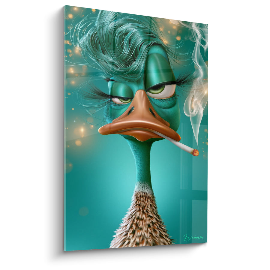 Cuadro de Pato Turquesa con Mirada Apática - Actitud Despreocupada - Edición Pato