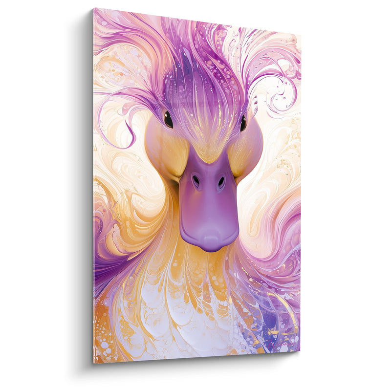 Tableau Canard violet aux tourbillons dorés - Rêverie marbrée - Edition Canard