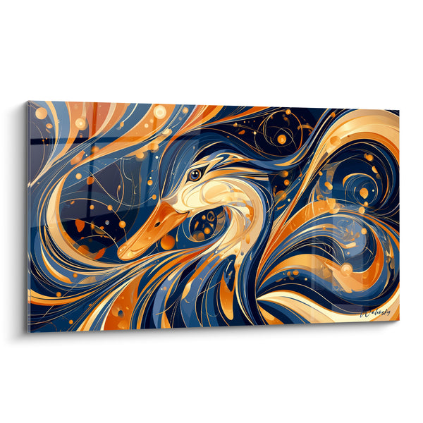 Duck Painting with Navy Blue and Gold Swirls - Captivating Whirlwind - Duck Edition
