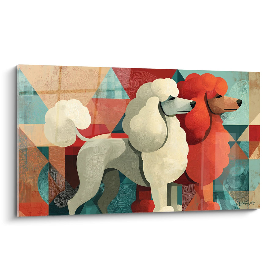 Stylized Poodle Wall Art with Geometric Forms - Modern Elegance - Poodle Edition