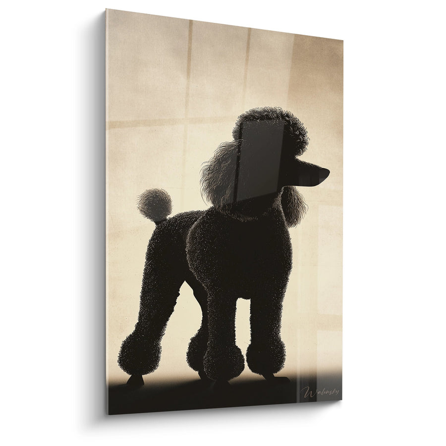 Black Poodle Silhouette Backlit Wall Art - Feline Elegance - Poodle Edition