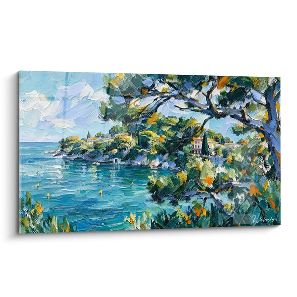 Tableau Crique méditerranéenne turquoise et verte sous les pins - Refuge sur la Riviera - Edition Cannes Provence-Alpes-Côte d'Azur France