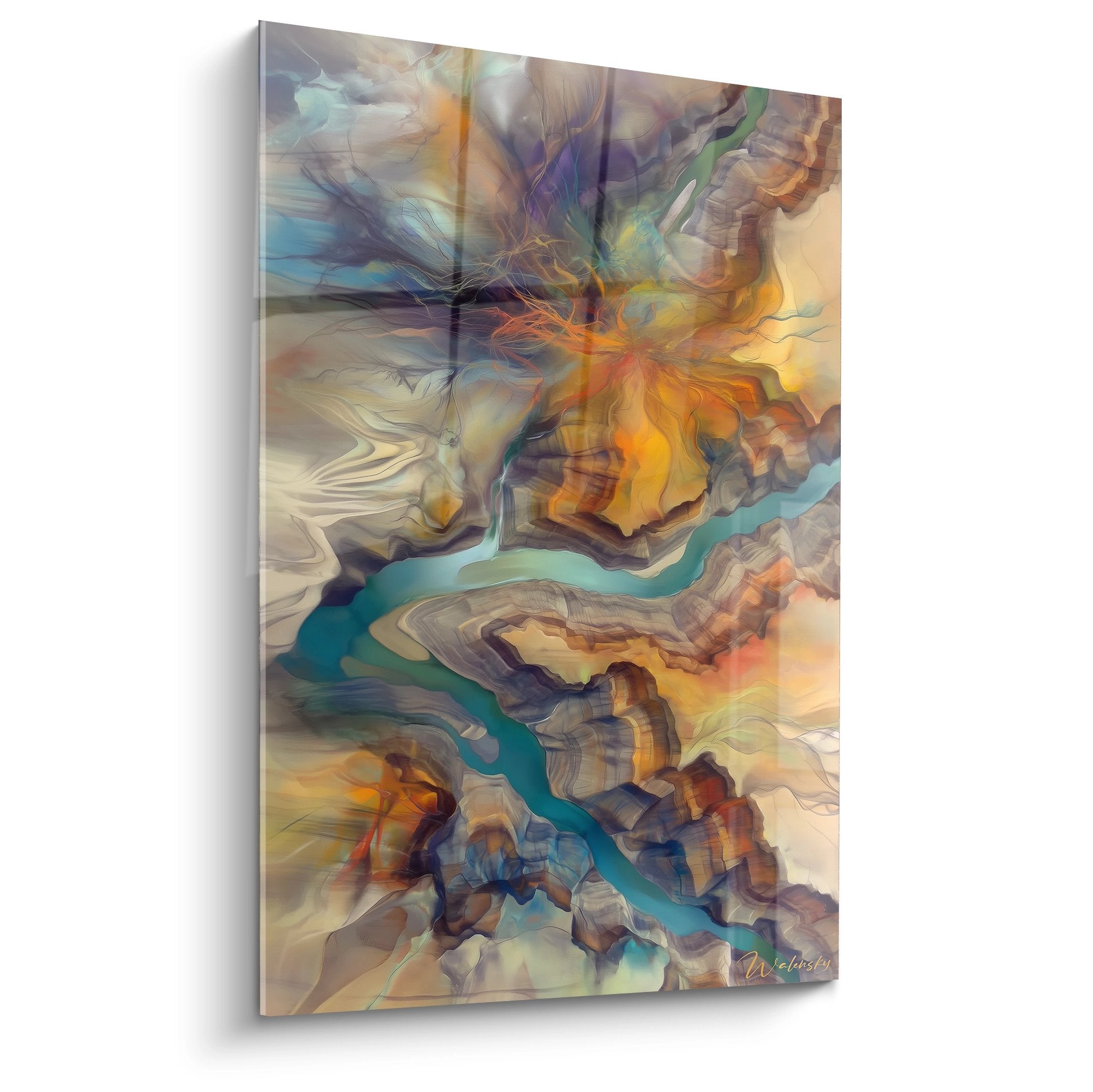 Tableau mural canyon abstrait aux couleurs fluides représentant l'érosion géologique moderne