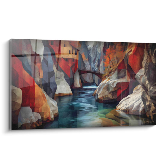 Cuadro Cañón Acuático Cubista - Río Místico - edición Cuevas Naturales