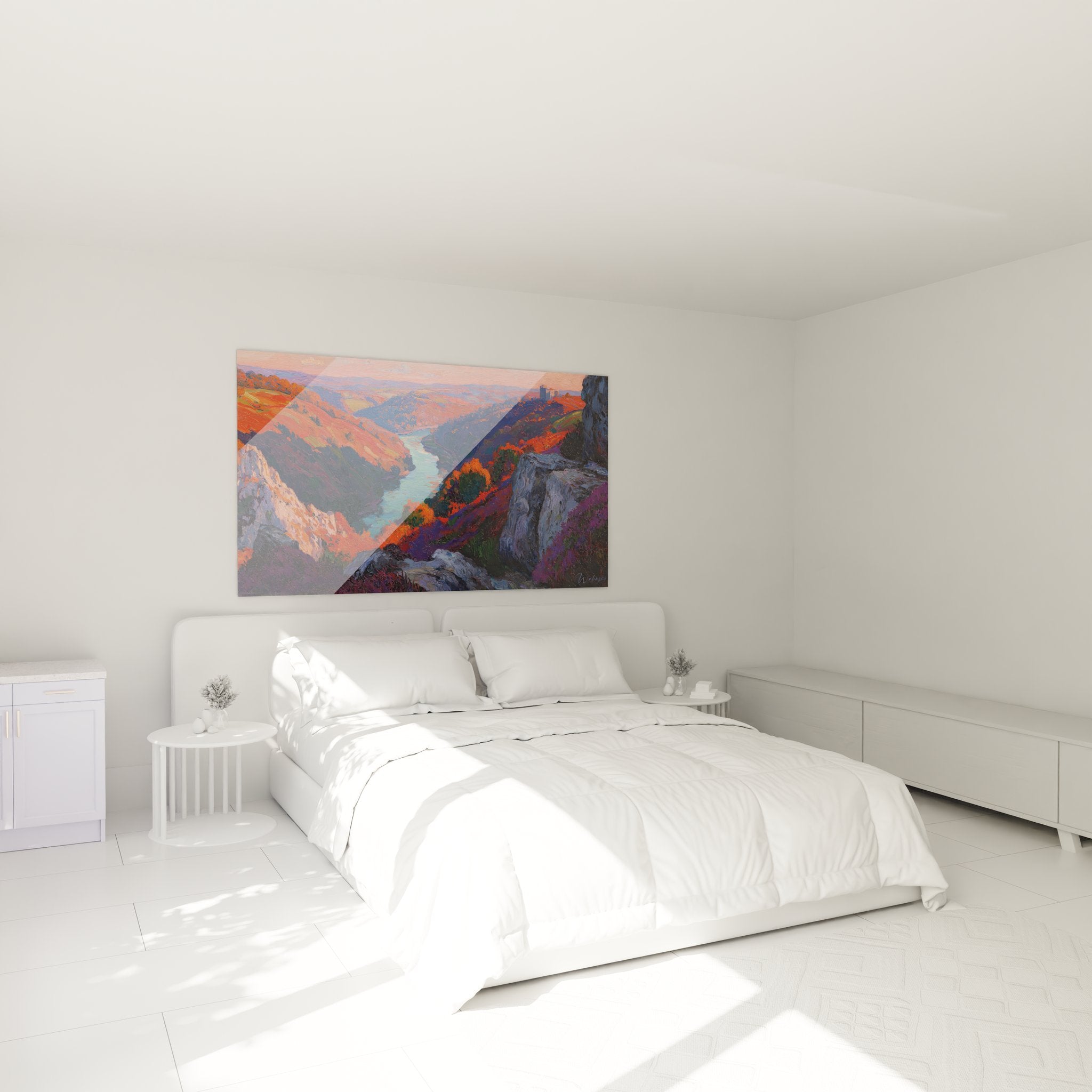 Tableau mural canyon dans chambre moderne, décoration paysage montagne aux teintes chaudes et apaisantes