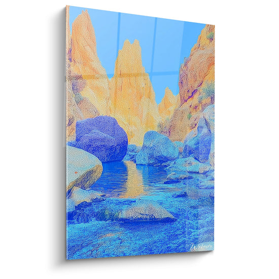 Cuadro cañón rocoso - Luces doradas sobre aguas turquesa - edición Gorges y cañones