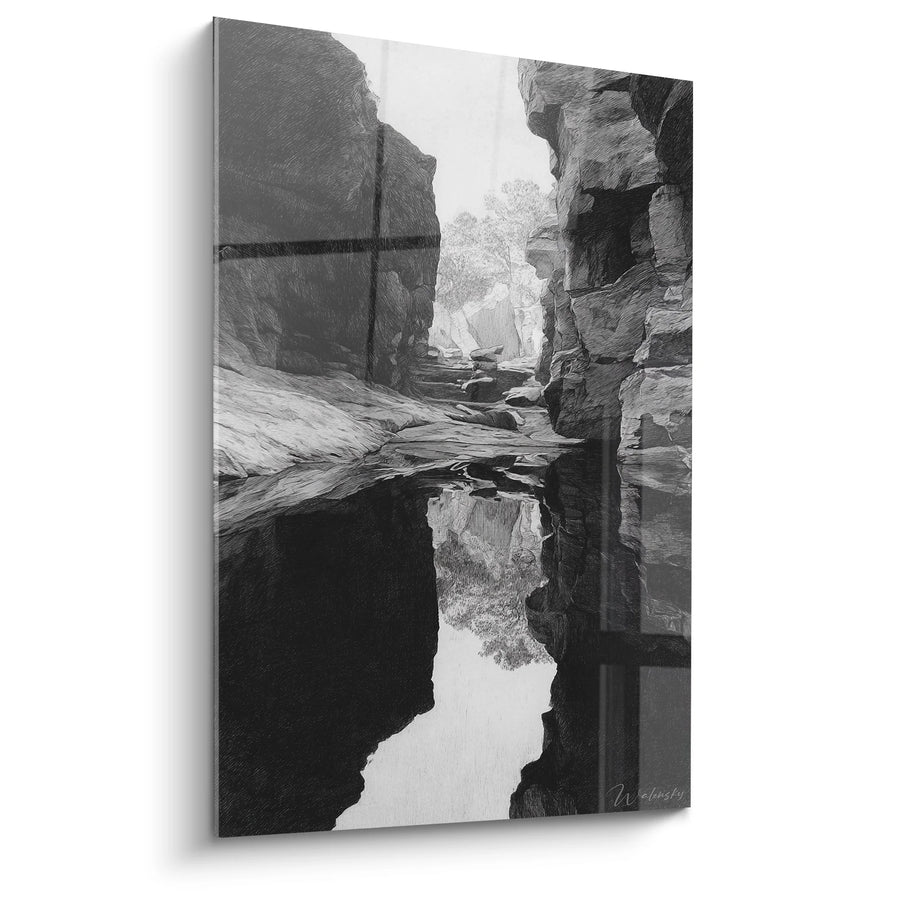 Tableau Canyon Mystique - Reflets Rocheux - Edition paysage noir et blanc
