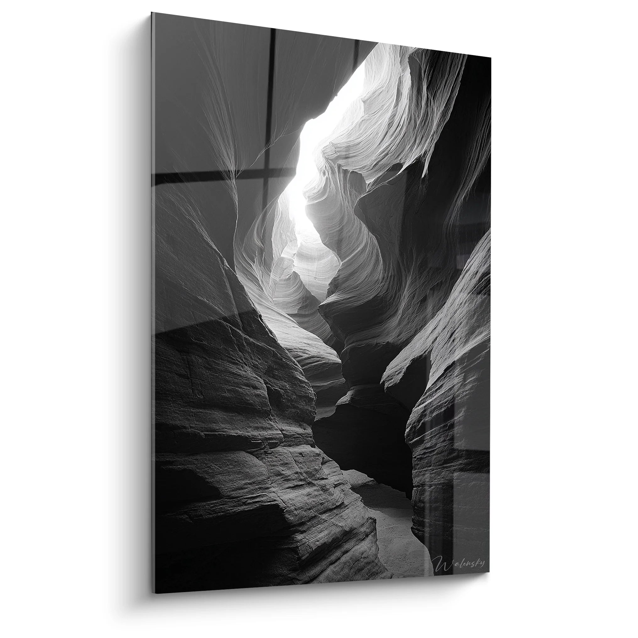 Tableau canyon noir et blanc aux formes sculpturales pour décoration murale moderne