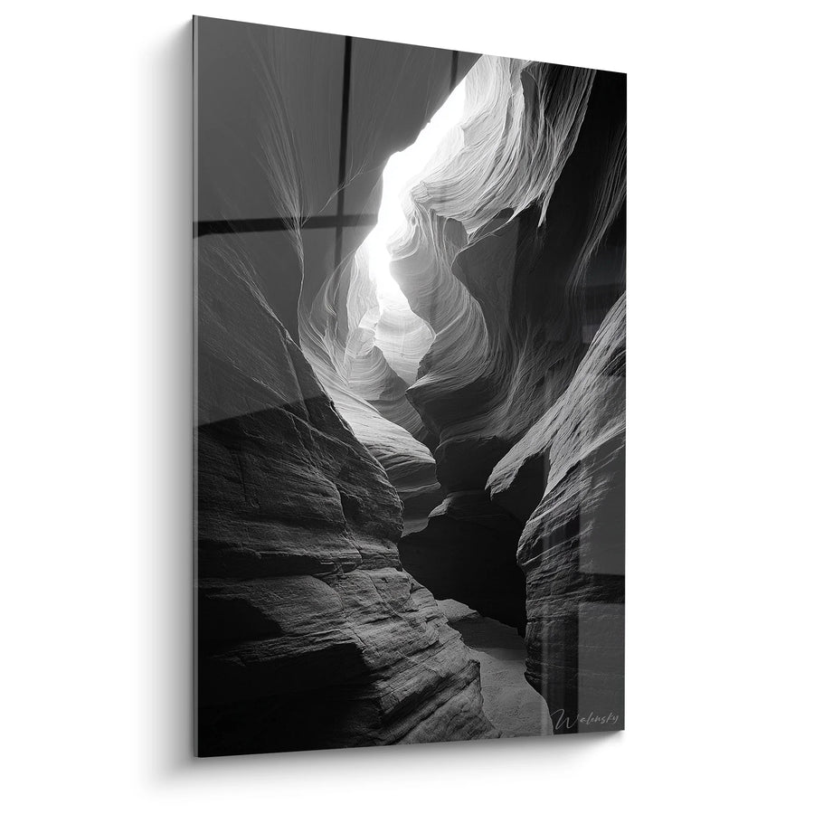 Tableau canyon sculpté - Lumière mystique - Edition paysage noir et blanc