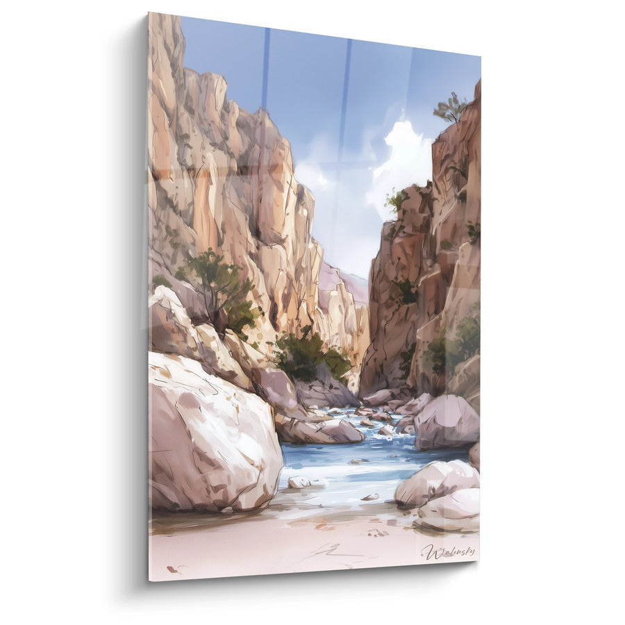 Tableau canyon rivière bleue - Sérénité des eaux sauvages - édition Gorges et canyons