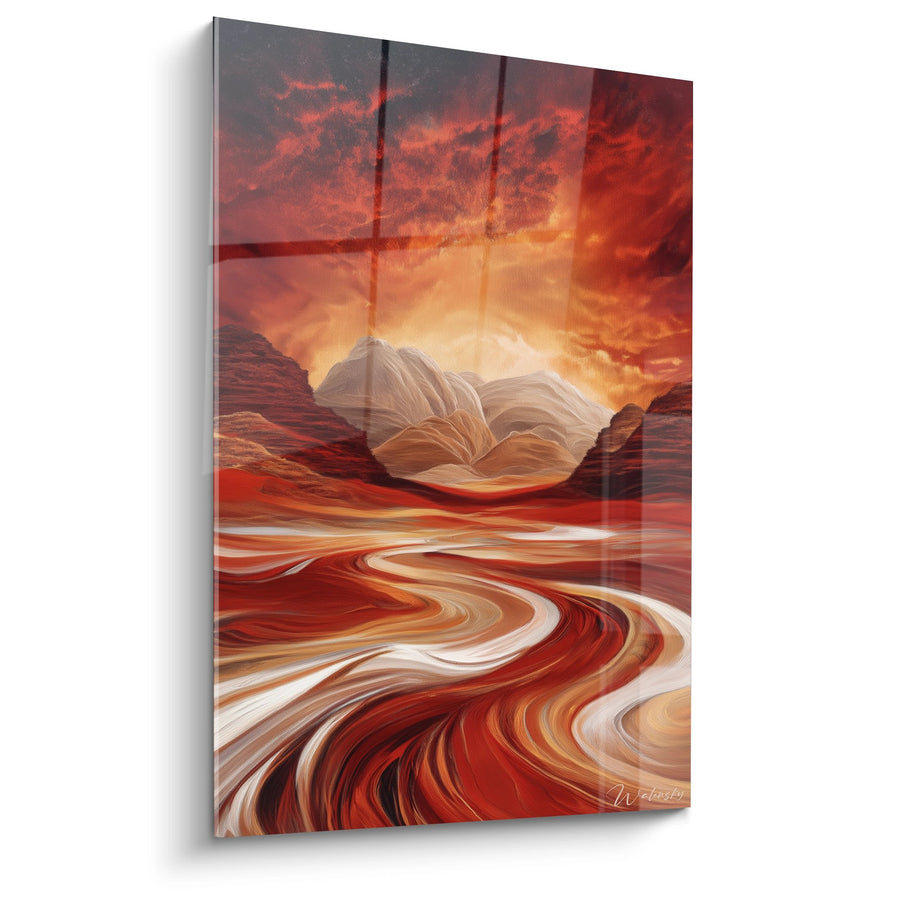 Tableau canyon rouge ondulations - Vortex ardent - édition désert