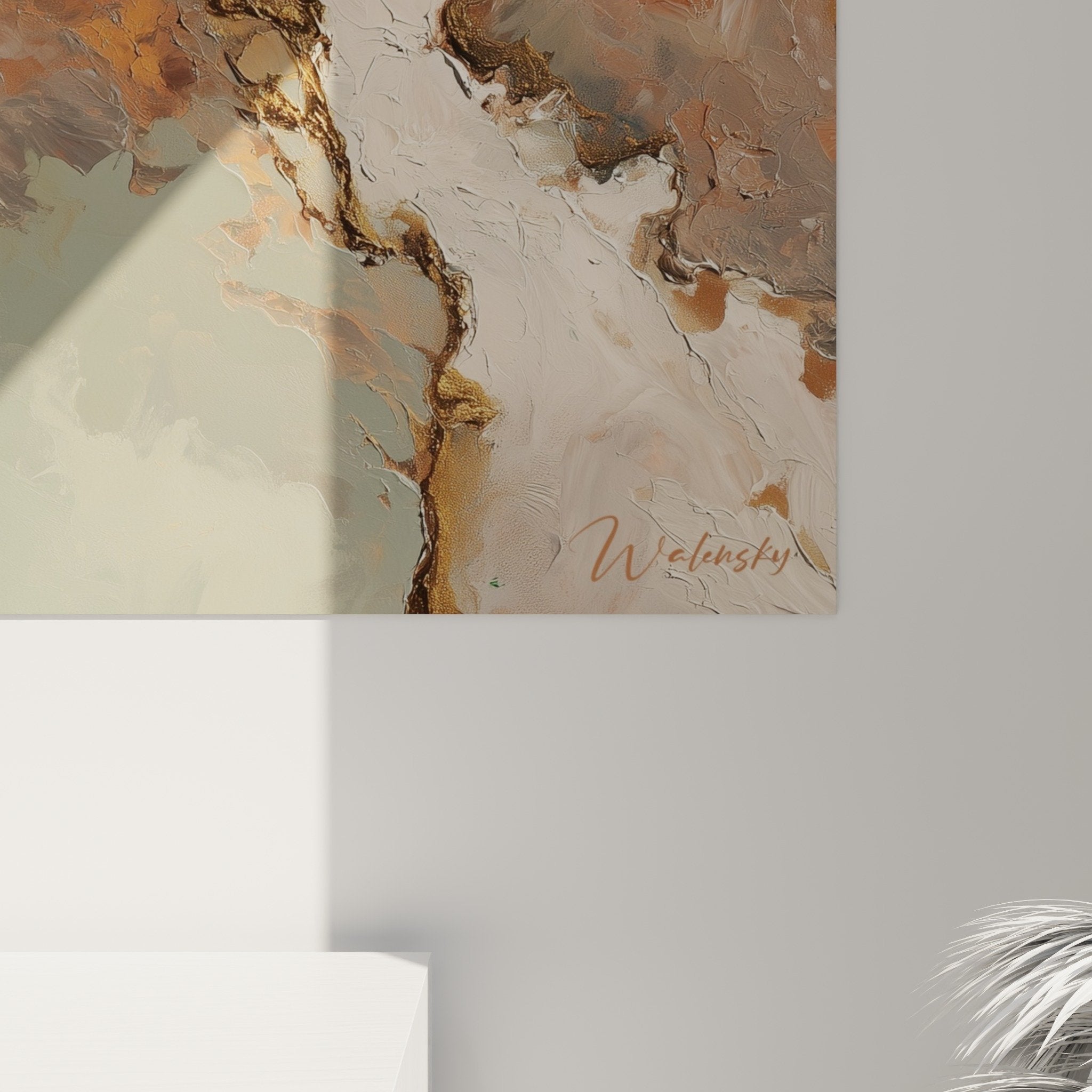 Feng shui canyon white river rocky ochre walls contemporary living room atmosphere