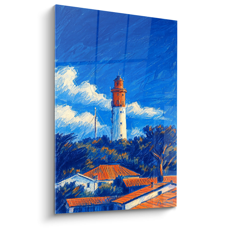 Beacon Painting blue and orange on the roofs - Coastal Watch - Cap Ferret Edition Nouvelle-Aquitaine France