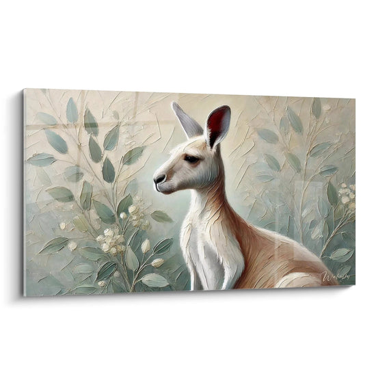 Kangaroo Caress of Leaves Wall Art - Kangaroo Animals Edition