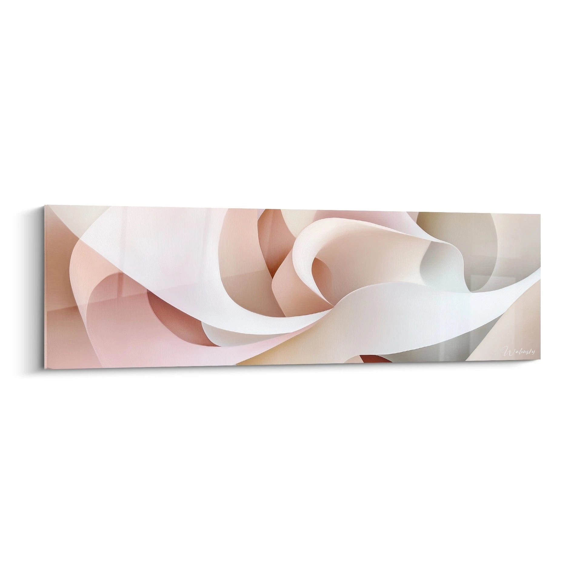Tableau moderne abstrait de Walensky avec des formes de rose aux teintes douces et élégantes