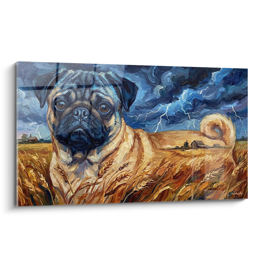 Tableau Carlin dans Champ de Blé sous Orage - Tempête Dorée - Edition Carlin
