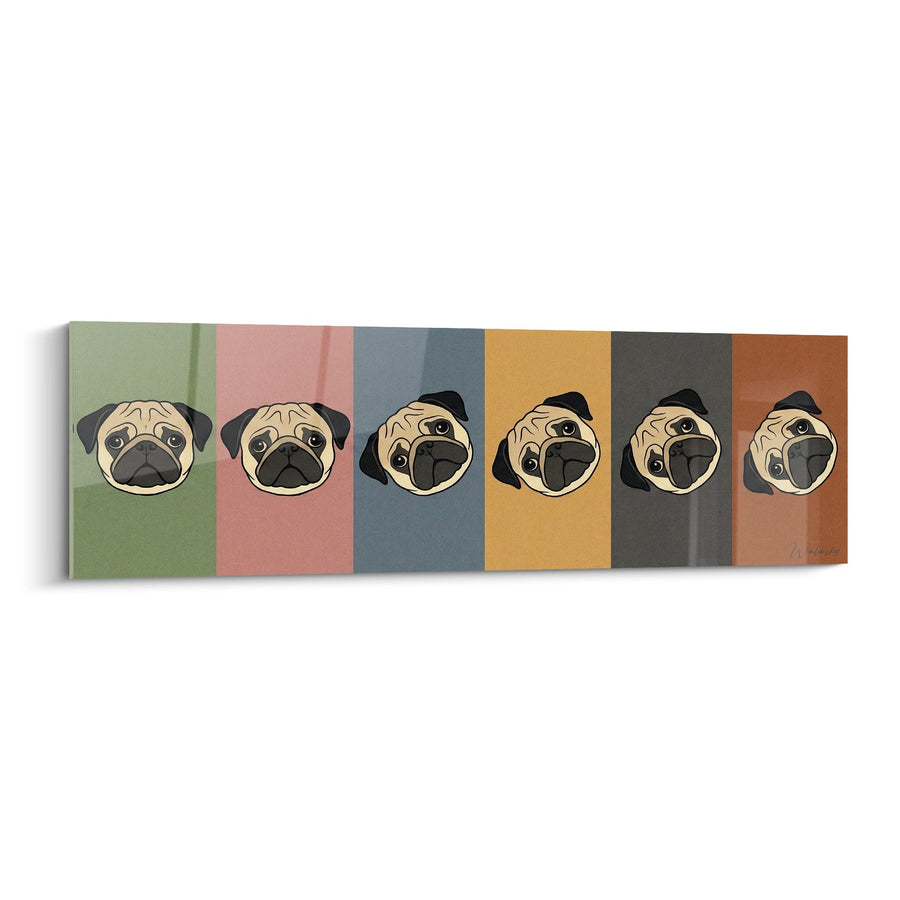 Tableau Six Portraits de Carlin sur Bandes Colorées - Palette Arc-en-Ciel - Edition Carlin