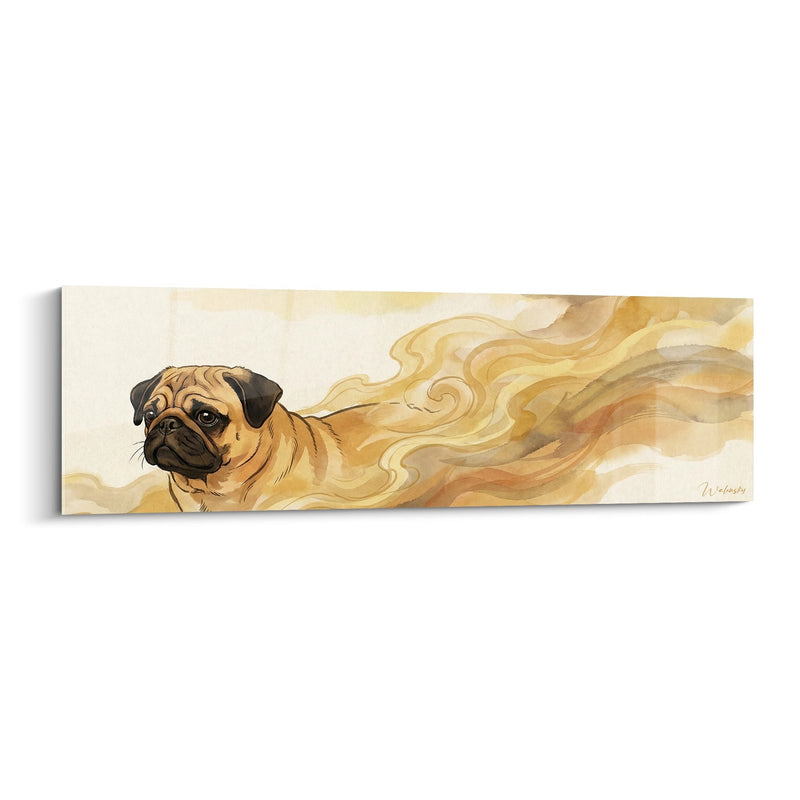 Golden Pug Canvas in Swirling Clouds - Celestial Escape - Pug Edition