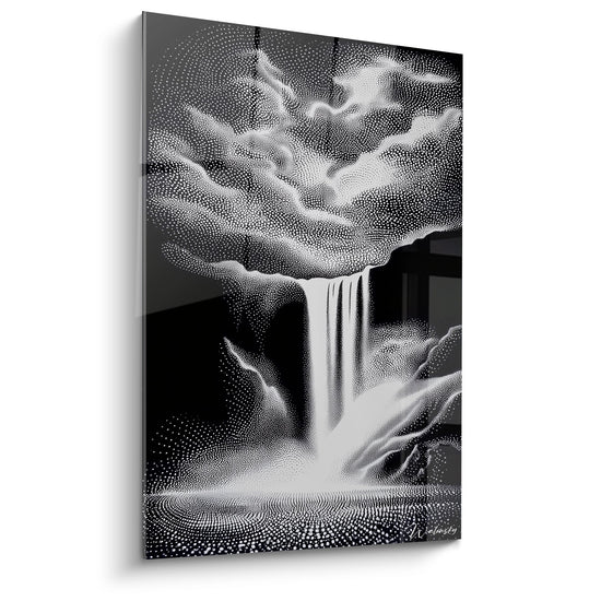 Waterval schilderij waterval - Natuurlijk Pointillisme - waterval editie