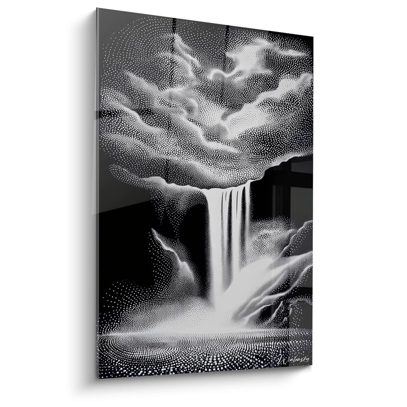 Waterfall Pointillism Painting - Natural Pointillism - Cascade Edition