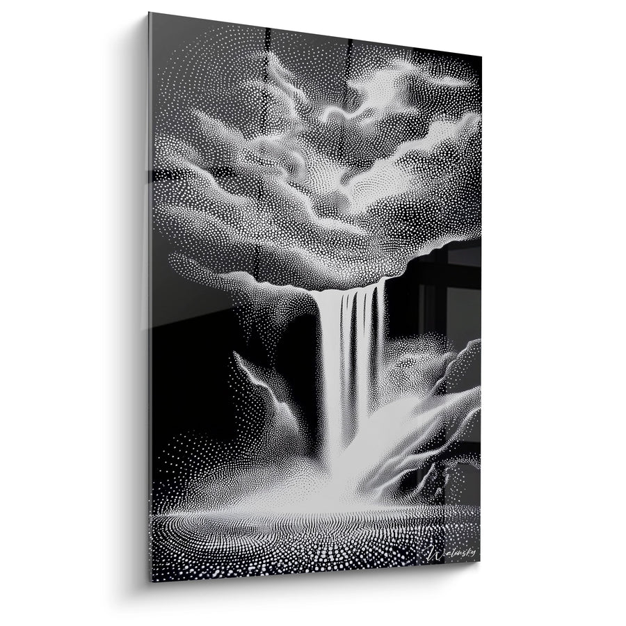 Tableau cascade chute d'eau - Pointillisme Naturel - édition cascade