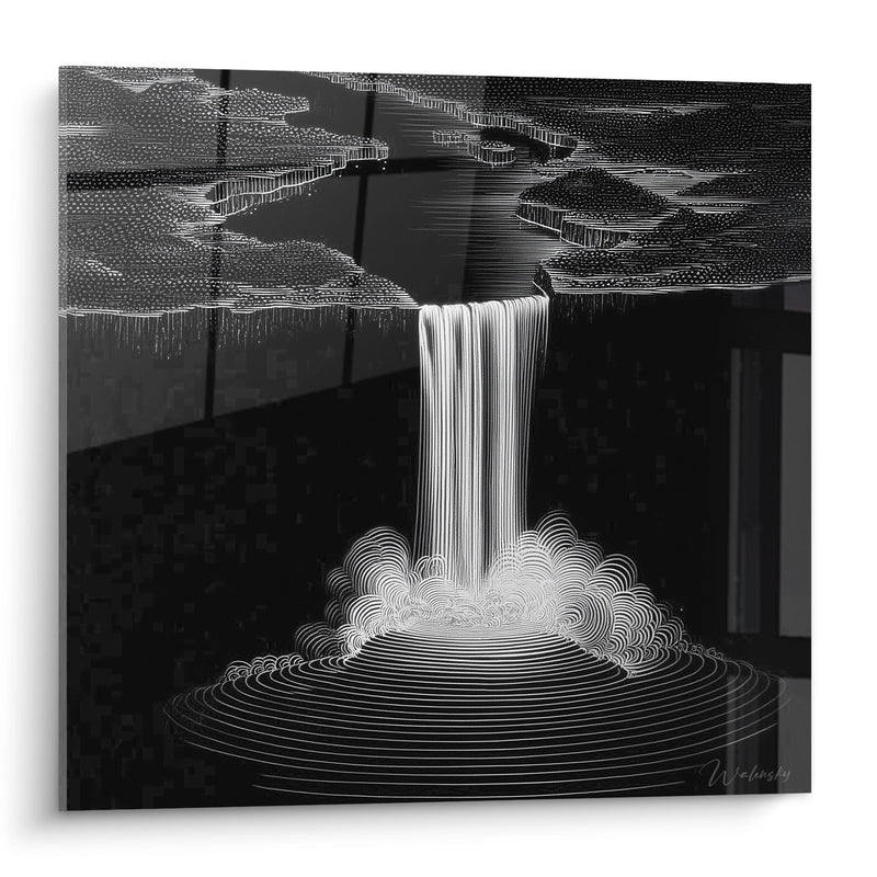 Tableau cascade stylisée - Chute d'eau minimaliste - édition cascade