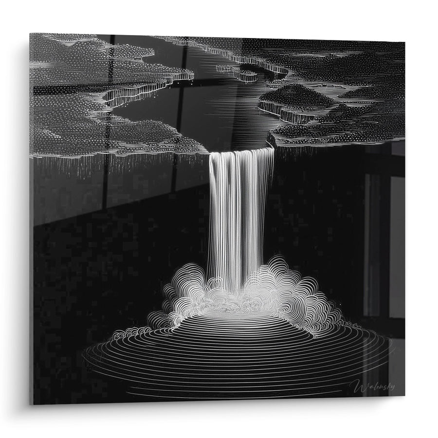 Tableau cascade stylisée - Chute d'eau minimaliste - édition cascade