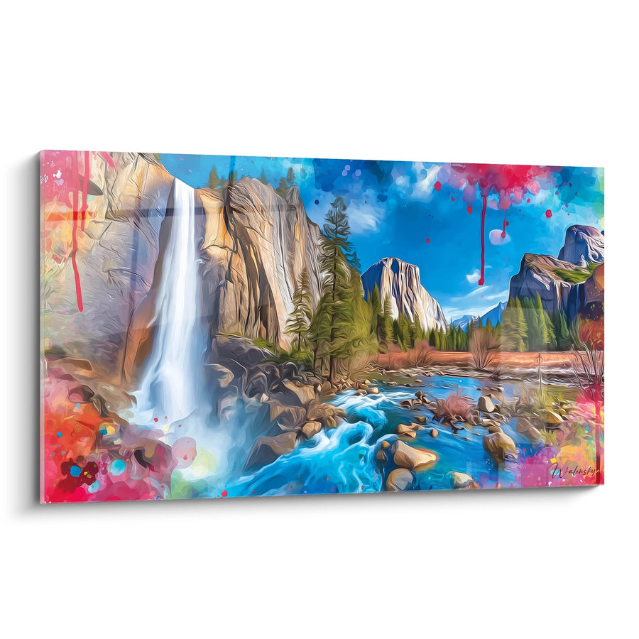 Cuadro cascada valle de Yosemite - Paraíso colorido - edición cascada