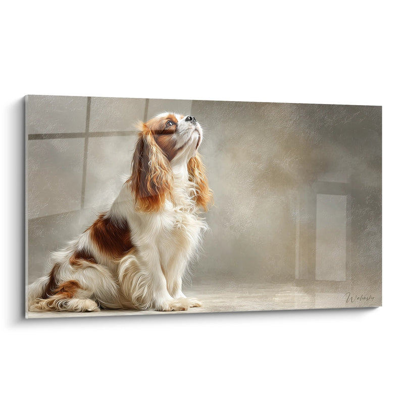 Gemälde Cavalier King Charles Sitzend Blick nach Oben - Ergreifende Zärtlichkeit - Edition Gemälde Cavalier King Charles