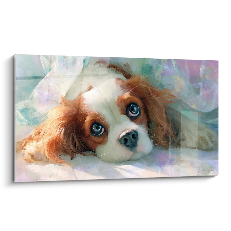 Gemälde Cavalier King Charles Liegend mit Blauen Augen - Impressionistische Zärtlichkeit - Edition Gemälde Cavalier King Charles