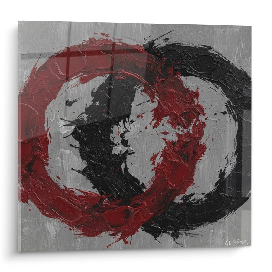 Tableau Cercle Rouge et Noir Expressif - Énergie Contrastée - Edition Enso