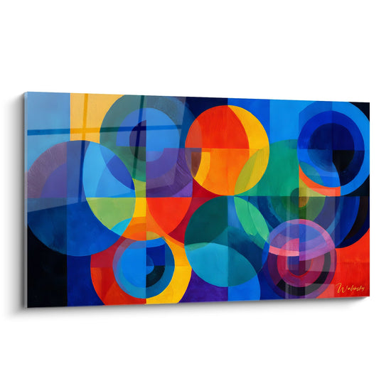 Tavolo con cerchi colorati sovrapposti - Armonia geometrica - Edizione geometrica astratta