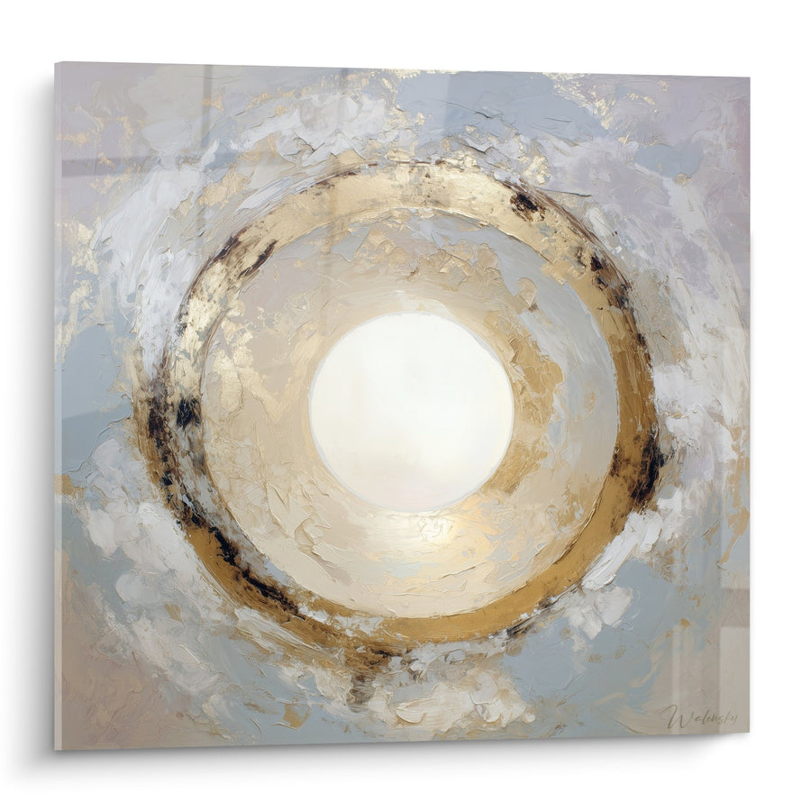 Tableau Cercles Concentriques Beige et Bleu Gris - Spirale Zen - Edition Feng shui Ouest Métal