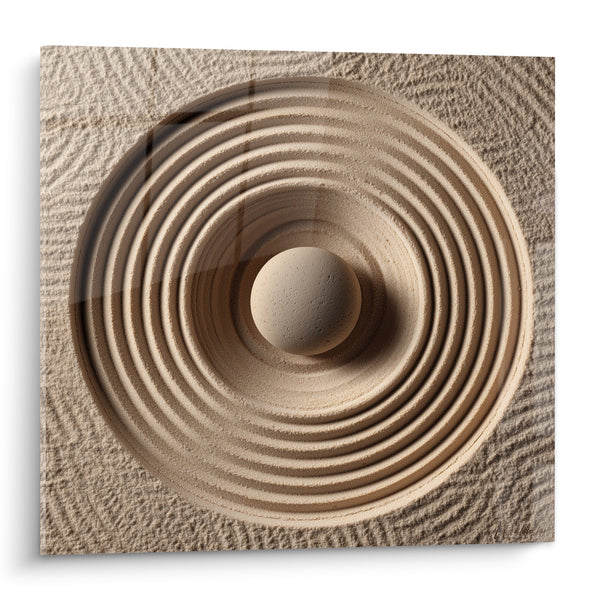 Schilderij Concentrische Cirkels Beige en Centrale Sfeer - Minerale Harmonie - Zand Editie