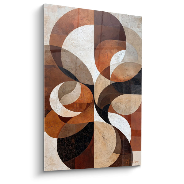 Cuadro Motivos Geométricos Circulares Tierra de Siena y Beige - Armonía Terrestre - Edición Feng Shui Nordeste Tierra