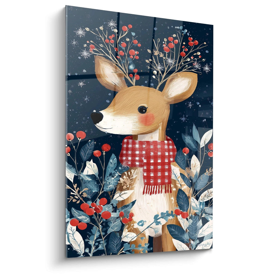 Tableau Cerf Écharpe Carreautée - édition Noel