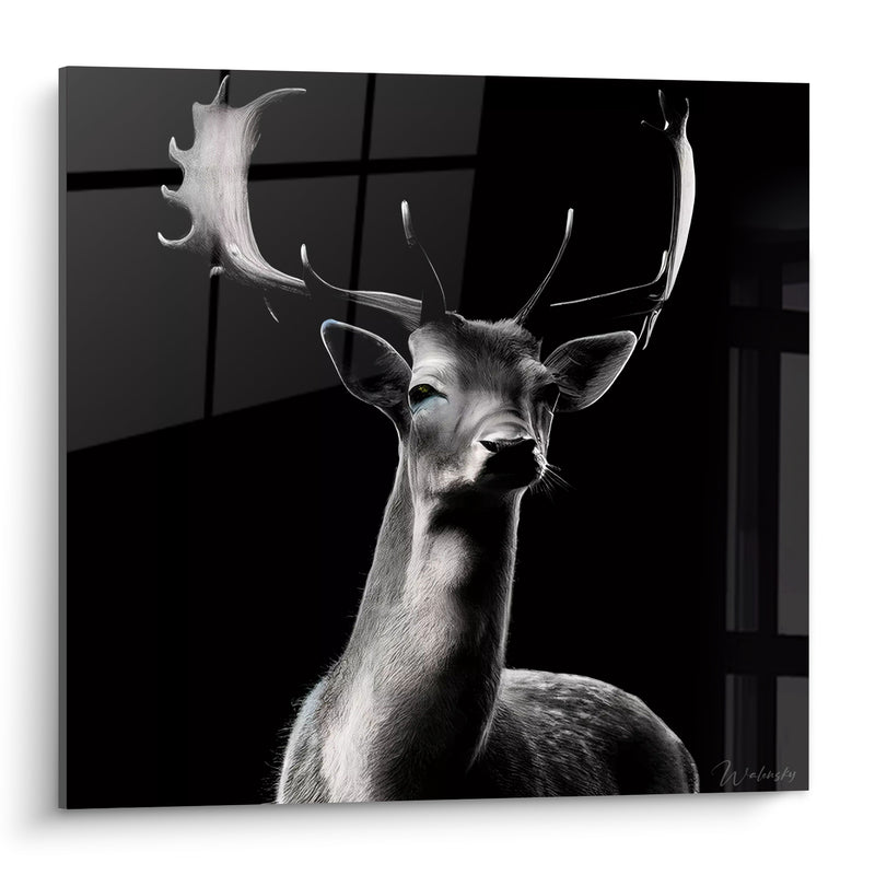 Πίνακας Ελάφι γκρι και μαύρο με επιβλητικά κέρατα - Νυχτερινή περιφρόνηση - Έκδοση Ελάφι