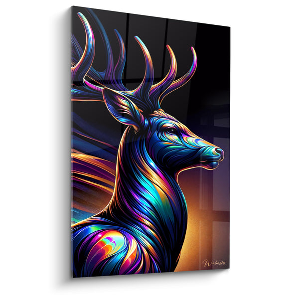 Tableau Cerf noir aux reflets bleus et dorés - Éclat nocturne - Edition Cerf