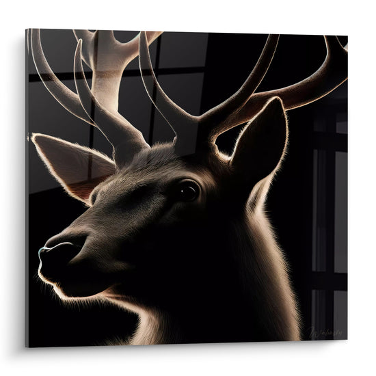 Tableau Cerf noir aux bois dorés lumineux - Majesté silencieuse - Edition Cerf