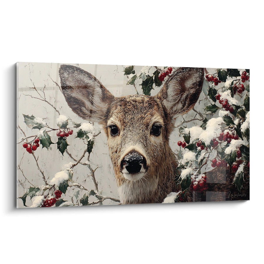 Tableau Cerf Regard sous les Flocons - édition Noel