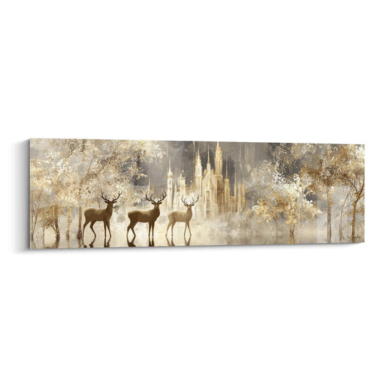 Tableau Cerfs Silhouettes givrées au clair de lune - édition Noel
