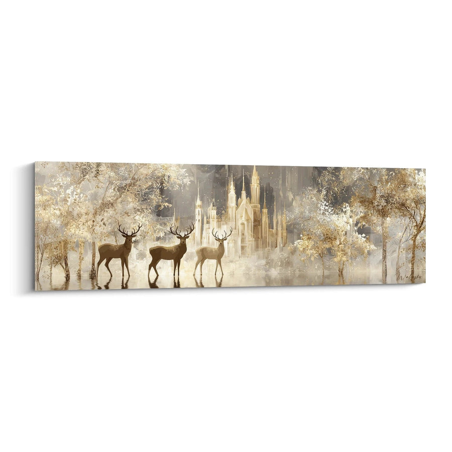 Tableau Cerfs Silhouettes givrées au clair de lune - édition Noel
