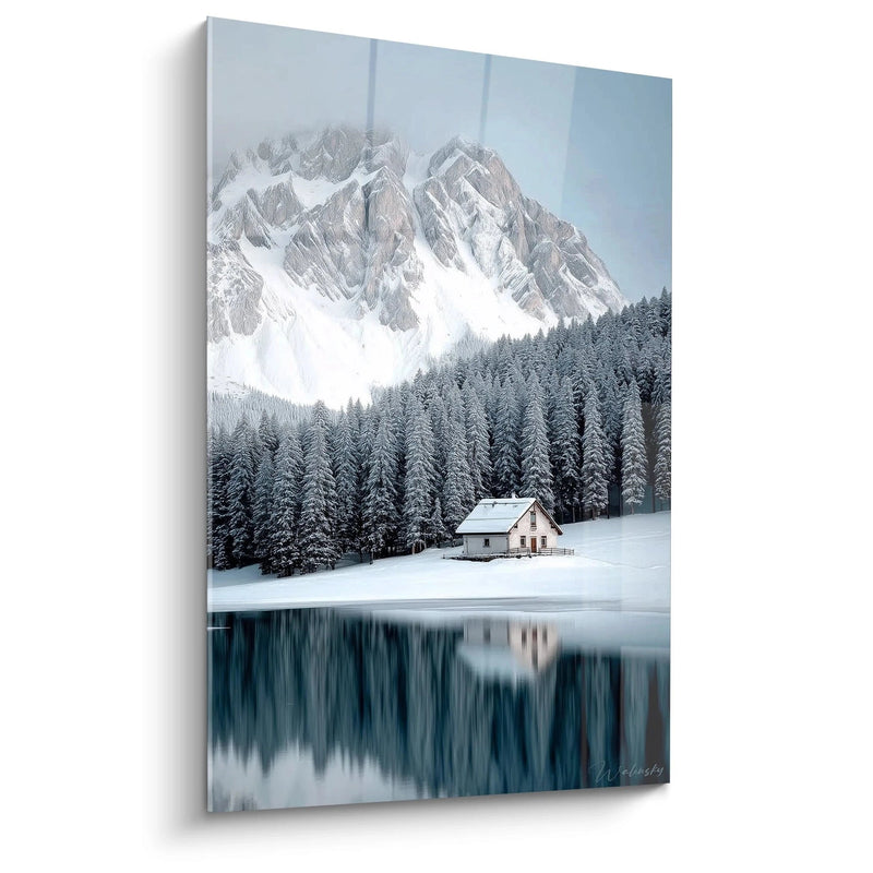 Tableau chalet bois authentique - édition hiver