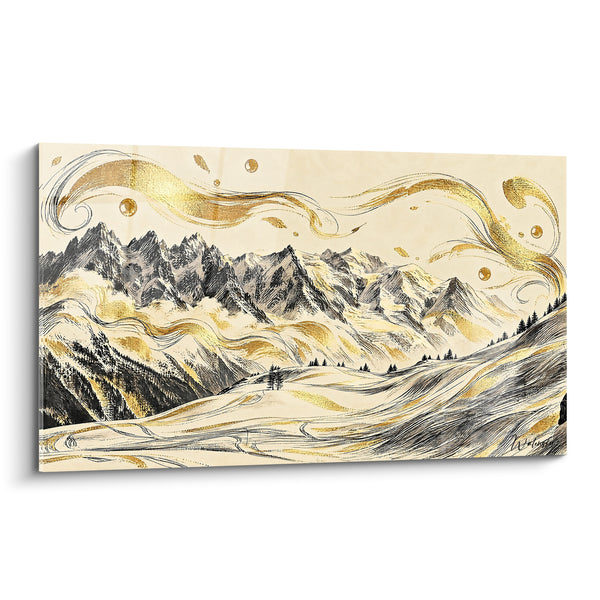 Massive Gilded Artwork with Golden Swirls - Alpine Breath - Chamonix-Mont-Blanc Edition France