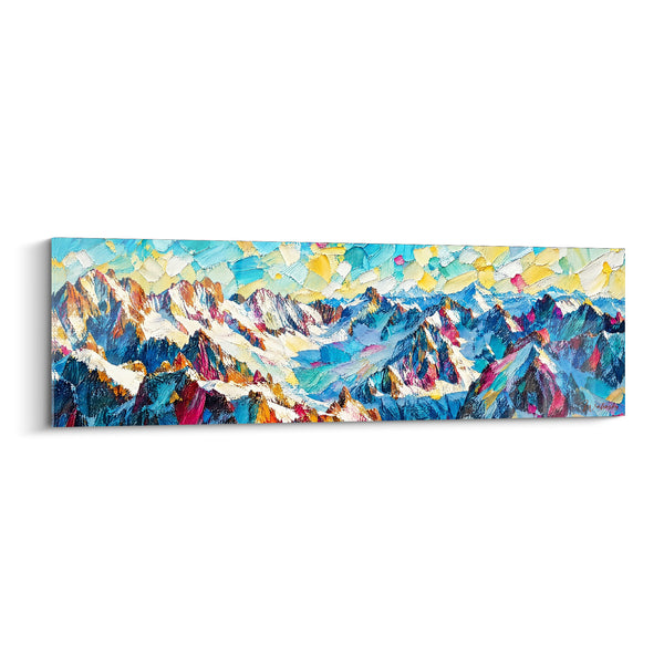 Cuadro Macizo nevado de cumbres azules y doradas - Luz de altitud - Edición Chamonix-Mont-Blanc Francia