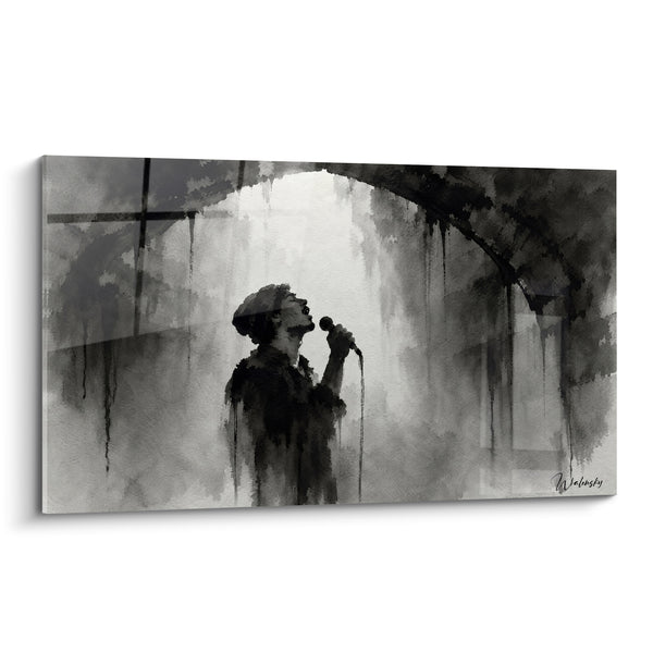 Tableau Chanteur silhouette noire micro voûte - Souffle suspendu - Edition Chant