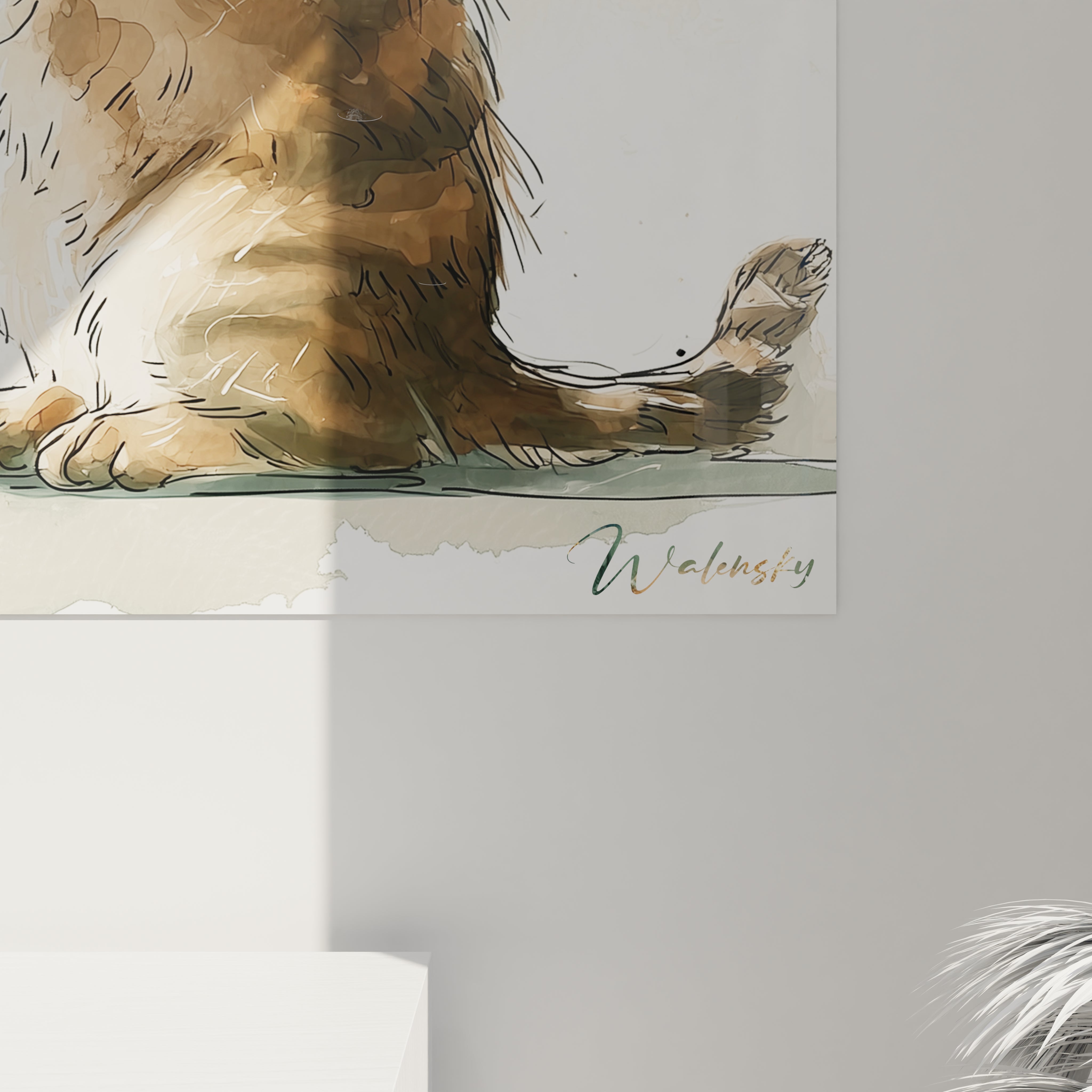 Tableau mural représentant un chat Noël mignon, idéal pour embellir votre intérieur avec une touche festive