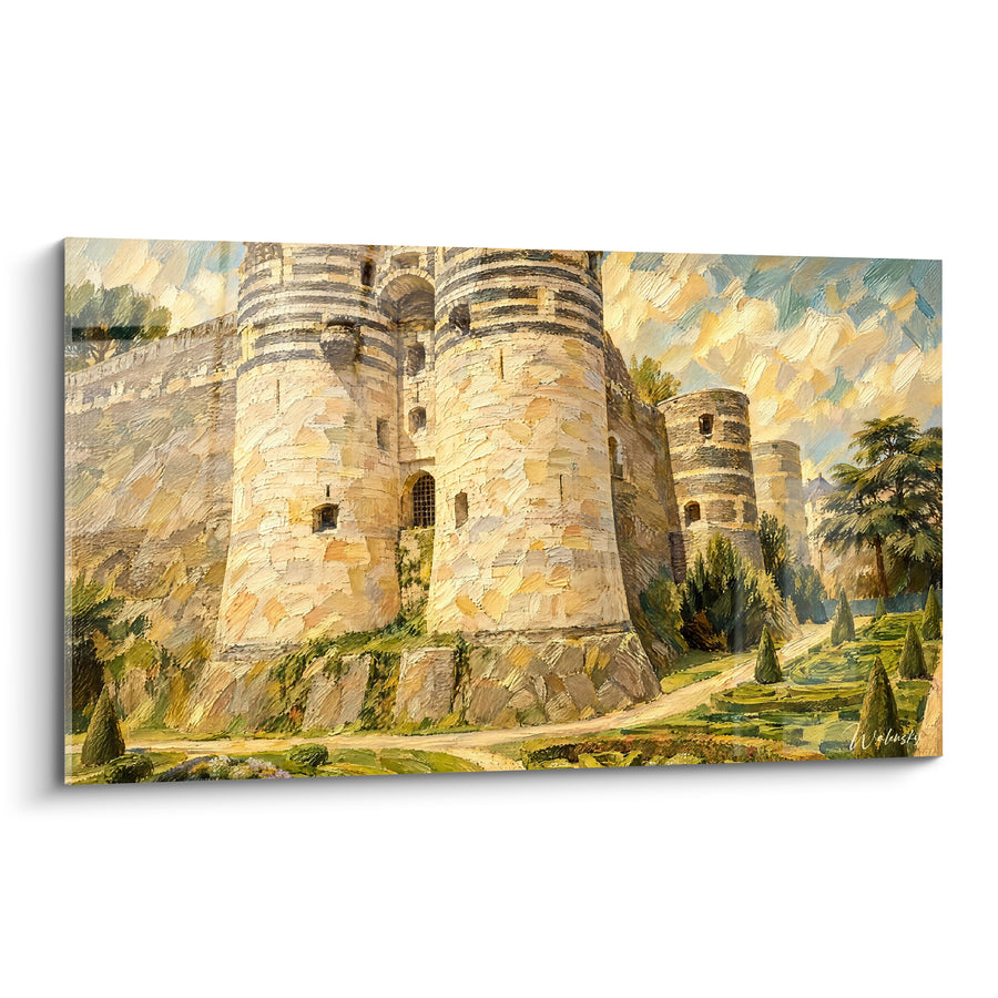 Painting Fortified towers ochre and slate striped - Century-old watch - Château d'Angers edition, Pays de la Loire, France