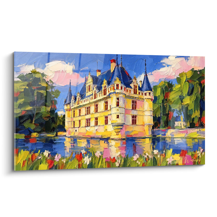 Golden Castle with Midnight Blue Roofs - Spring Reflections - Azay-le-Rideau Chateau Edition, Centre-Val de Loire, France